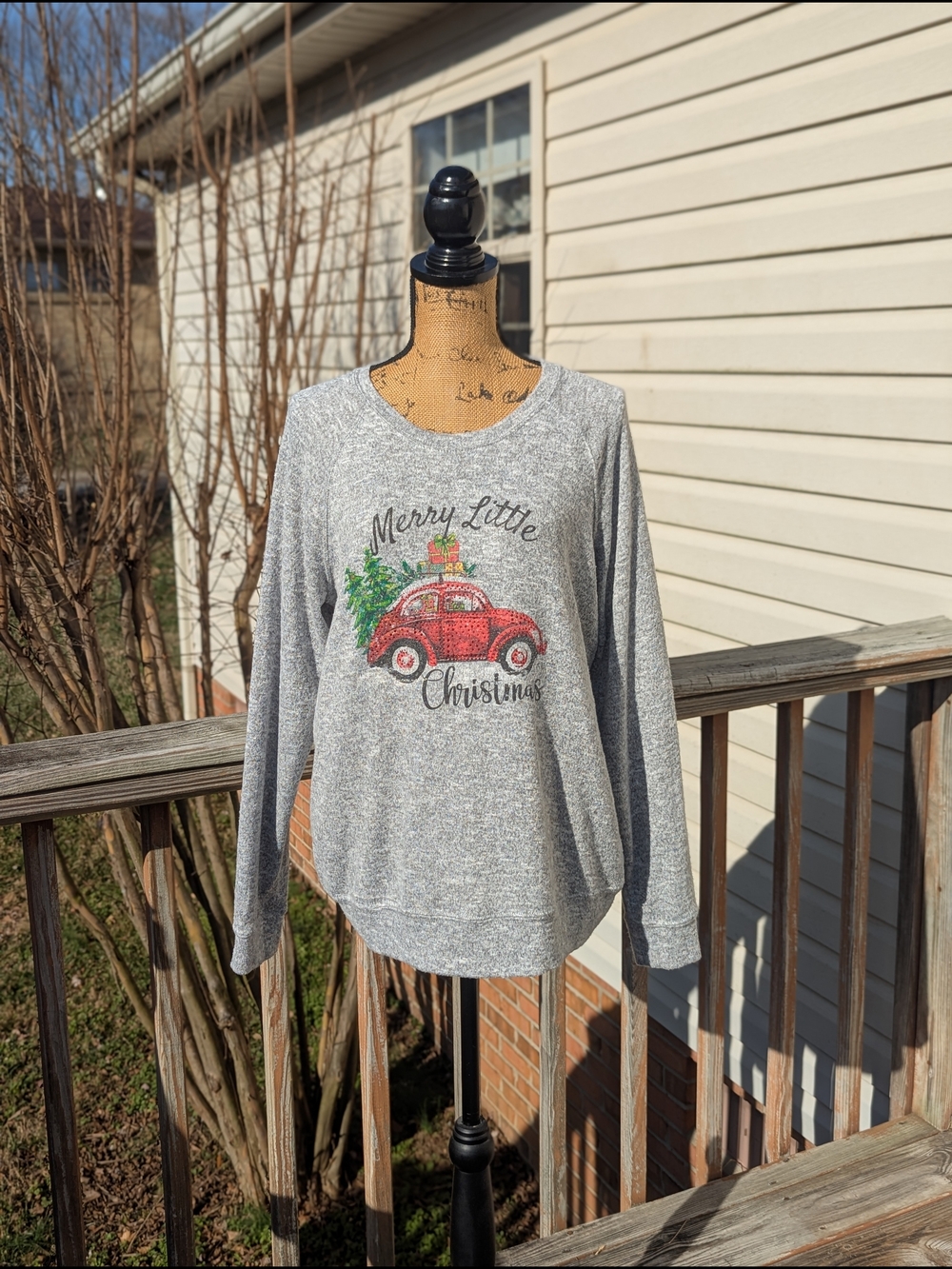 Merry Little Christmas Gray Graphic Sweatshirt
